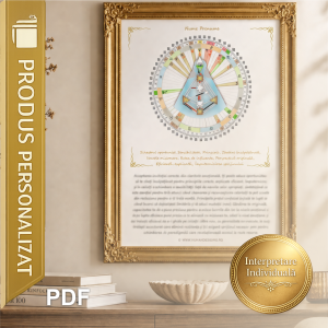Poster Human Design personalizat înrămat într-un decor interior elegant, ideal pentru print și expunere