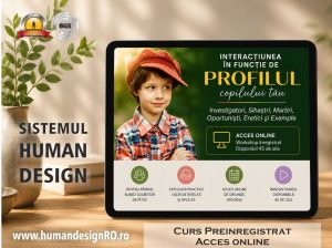Workshop Human Design pentru părinți despre Profilul copilului: Investigatori, Sihastri, Martiri, Oportuniști, Eretici și Exemple